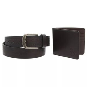 Canyon Sky Men's Leather Western Horse Embossed Belt and Wallet Set, Size 40